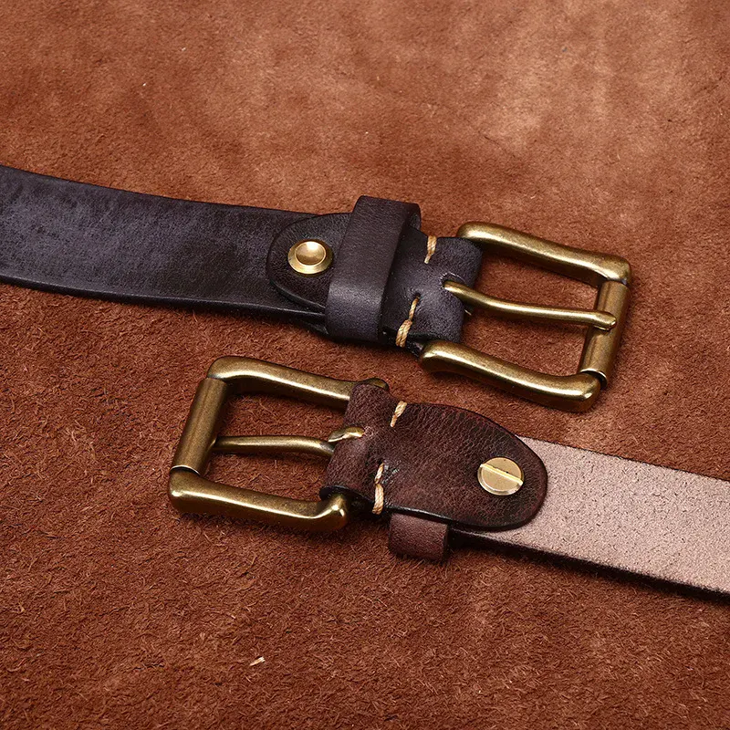 Full-Grain Cowhide Belt with Brass Buckle High-quality full-grain cowhide belt with solid brass buckle for durability and style. Perfect for c.