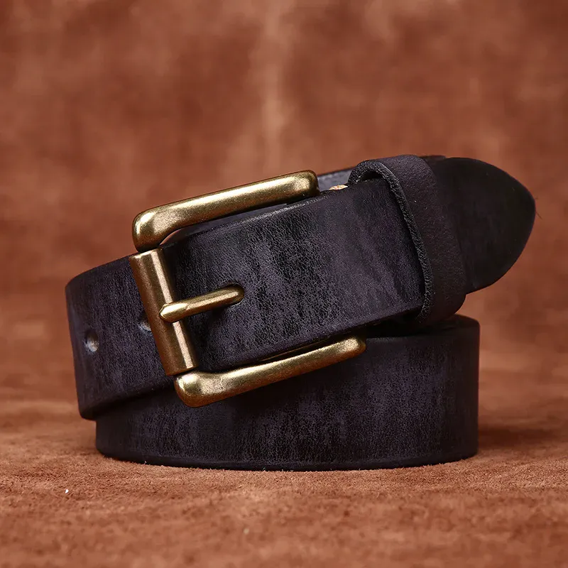 Leather Belt with Brass Buckle for Men Leather belt with solid brass buckle, full-grain cowhide, stylish and durable accessory. Perfect for.