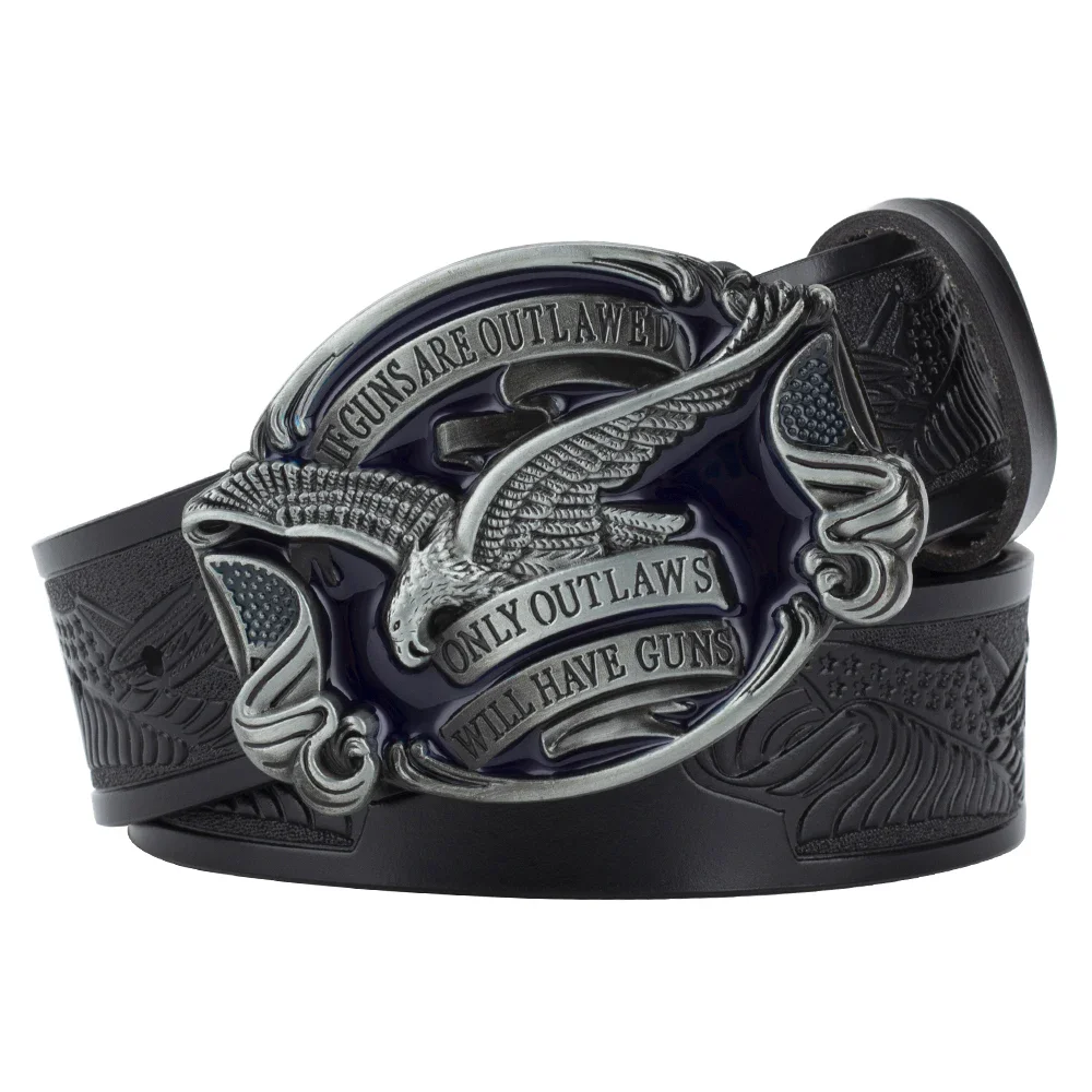 The HoldForm “Liberty” Eagle Statement 38 belt with eagle buckle Eagle belt buckle with engraved quote