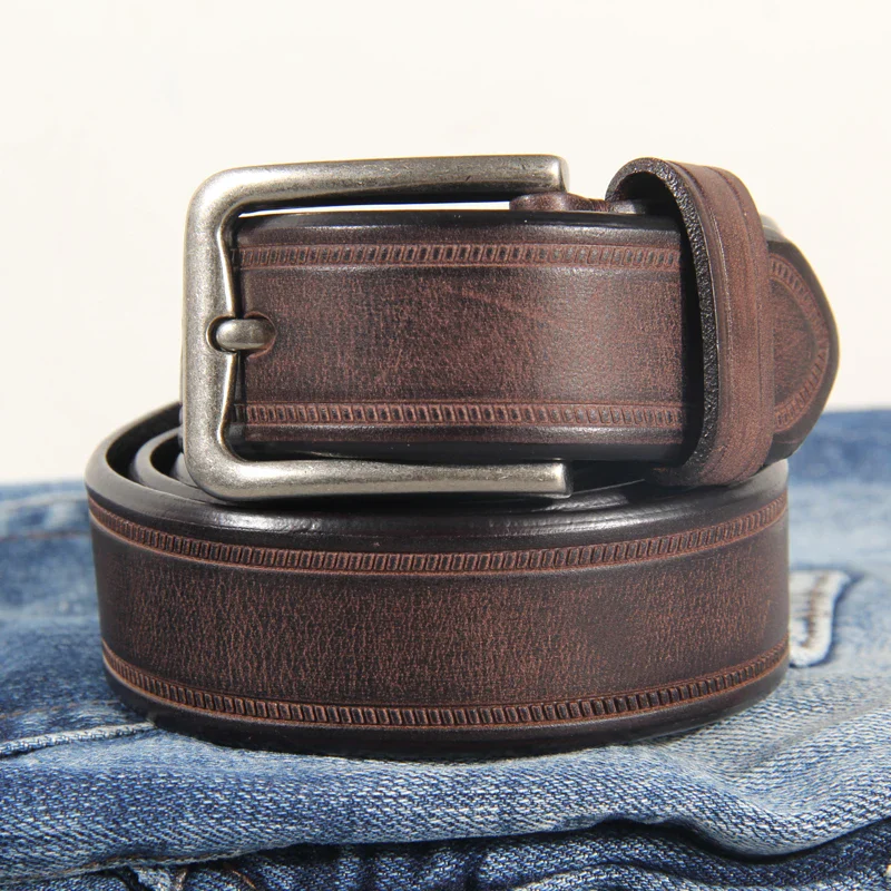Leather Belt with Metal Buckle for Men Full-grain leather belt with metal buckle, stylish and durable for everyday wear.