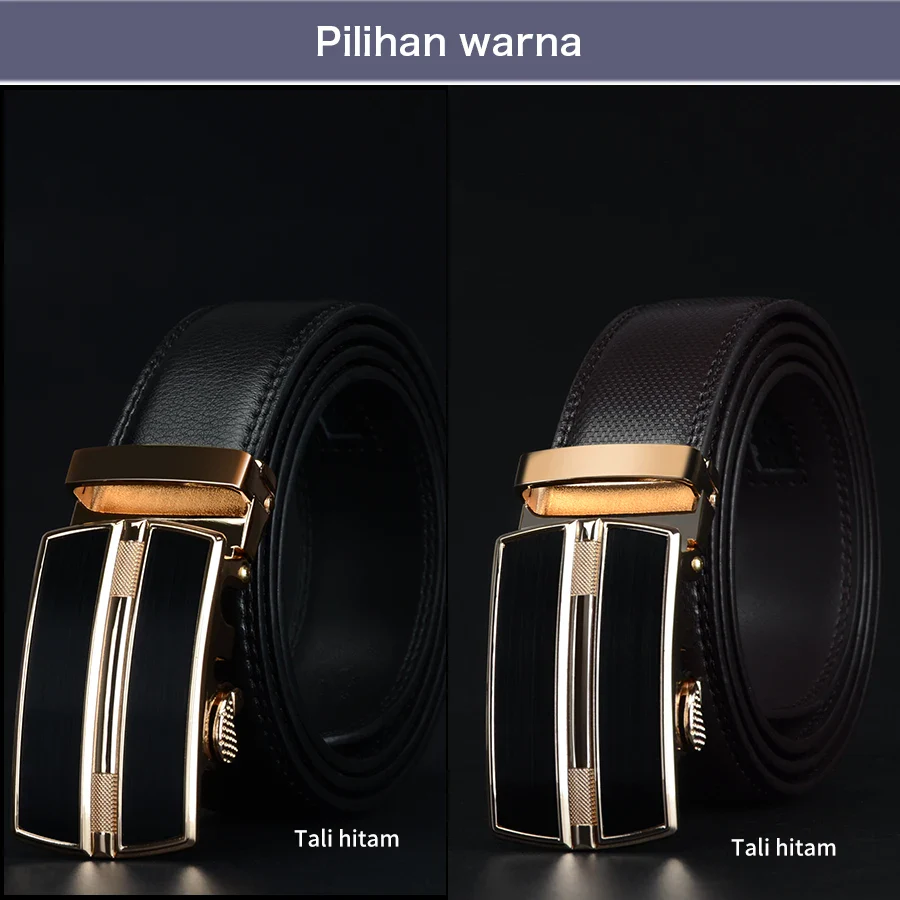 Gold-Accented Leather Ratchet Belt Elegant leather ratchet belt with gold accents for a sophisticated look.