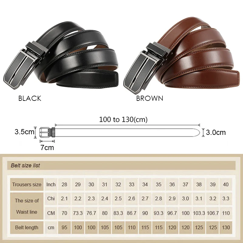 Sleek 3.0cm Cowhide Business Belt in Black and Brown High-quality leather slim belt for men, perfect for business and formal wear. Durable, stylish, and.
