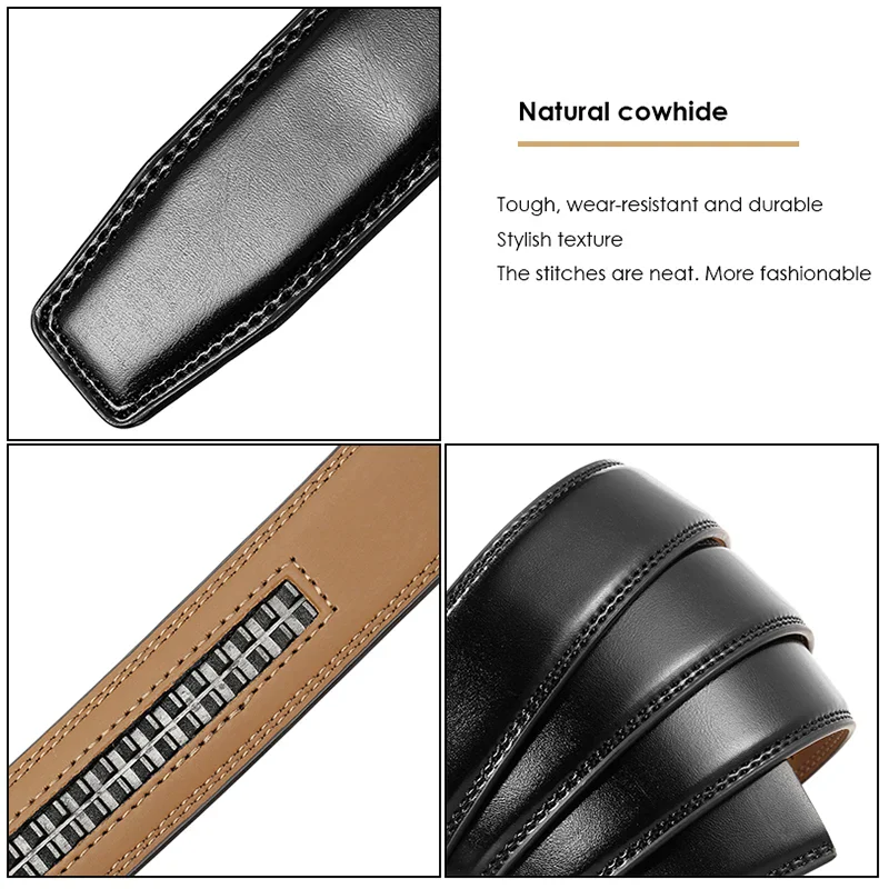 Ultra-Flex 3.0cm Soft Cowhide Automatic Belt High-quality black cowhide belt for men, stylish and durable.
