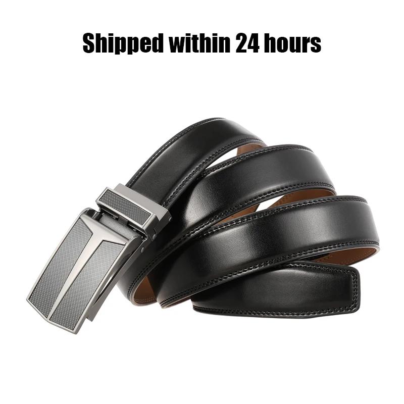 Ultra-Flex 3.0cm Soft Cowhide Belt for Men Automatic Leather Belt for Men with Easy-Adjust Buckle.