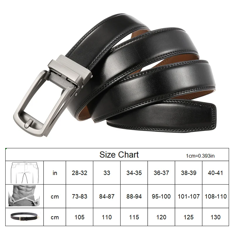 Leather Slim Business Ratchet Belt for Men Elegant black leather ratchet belt with sleek buckle, perfect for professional attire.