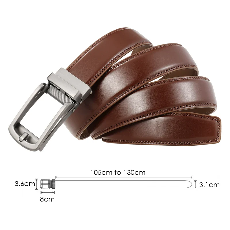 Leather Business Ratchet Belt – Slim Fit, 31mm Width High-quality brown cowhide ratchet belt for professional and casual wear. Adjustable, durable, and s.