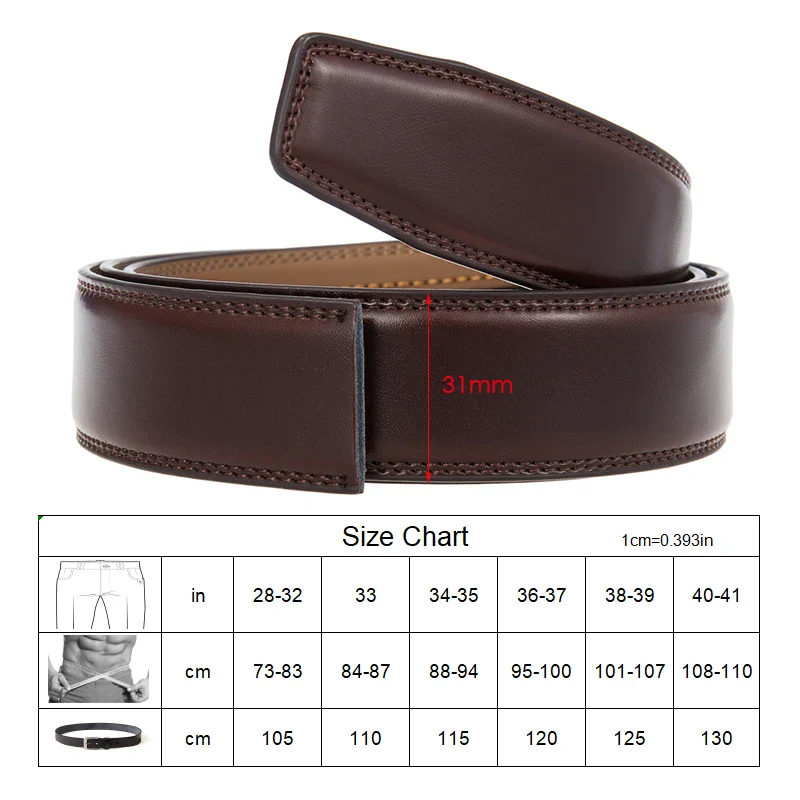 Slim 31mm Automatic Business Belt Automatic leather belt for business and formal wear.