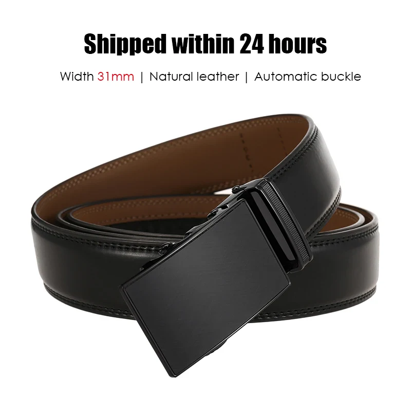 Slim 31mm Automatic Business Belt Automatic leather business belt with 31mm width.