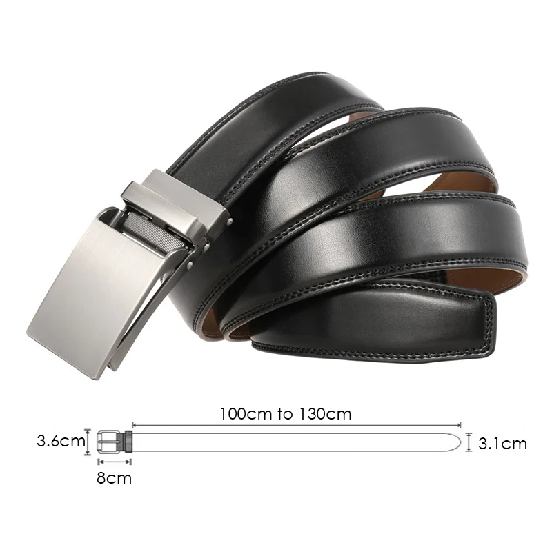 Leather Dress Belt with Automatic Buckle for Slim Fit Automatic dress belt for tailored wear, 31mm width, adjustable from 100 to 130cm. Perfect for modern.