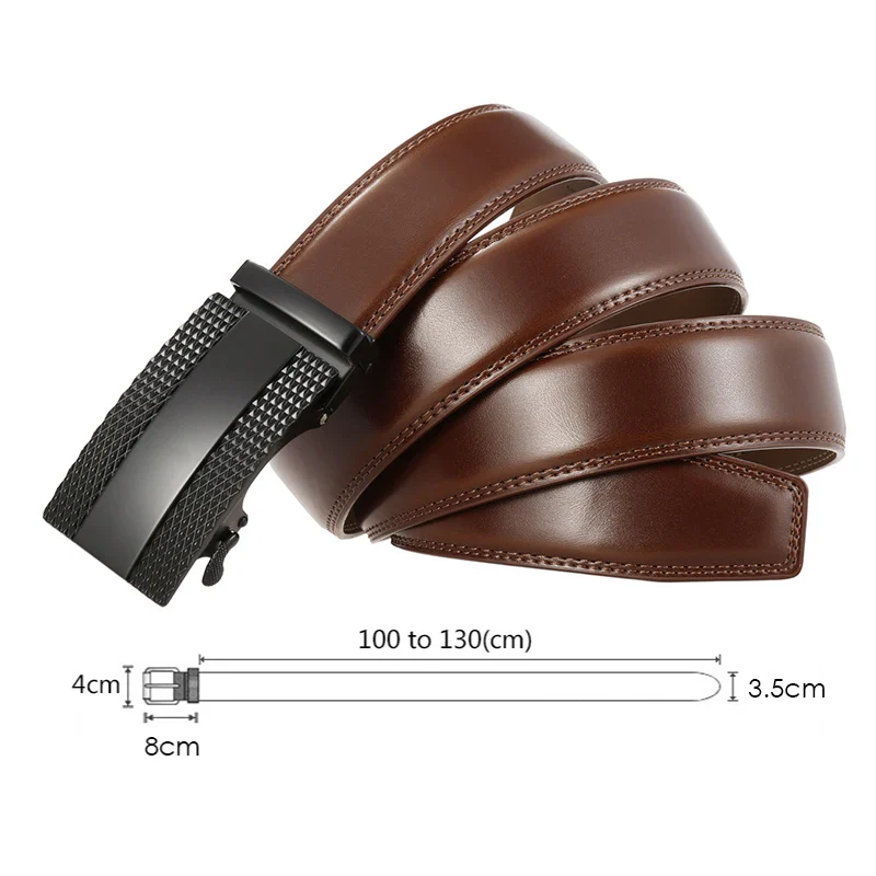 Vantage-Flex Automatic Ratchet Belt in Natural Cowhide Automatic ratchet belt with natural cowhide leather, adjustable from 100 to 130 cm. Stylish and dura.