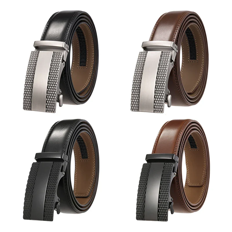 Vantage-Flex Automatic Ratchet Belt in Natural Cowhide Automatic ratchet belt with natural cowhide leather strap and stainless steel buckle. Stylish, durab.