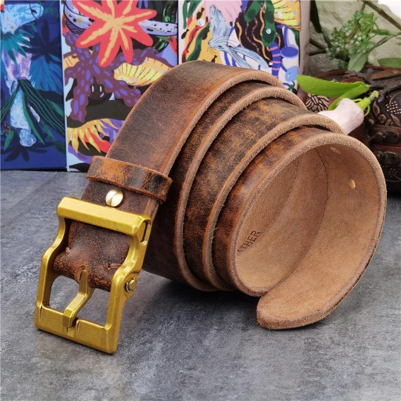 Leather Heritage Belt with Brass Buckle Leather Heritage Belt with Brass Buckle for Men and Women.