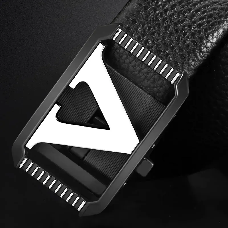 V-Apex Luxury Designer Automatic Belt Automatic designer belt with sleek black and silver accents.