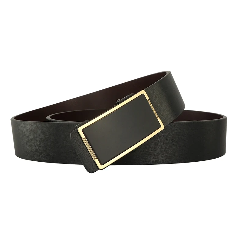 Phantom-Grip Silent Toothless Automatic Belt Automatic belt with sleek black design and gold buckle.
