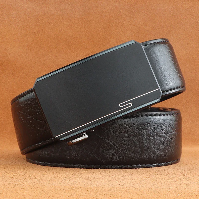 Ghost Hidden-Tail Automatic Ratchet Belt Automatic ratchet belt with sleek black buckle and leather strap.