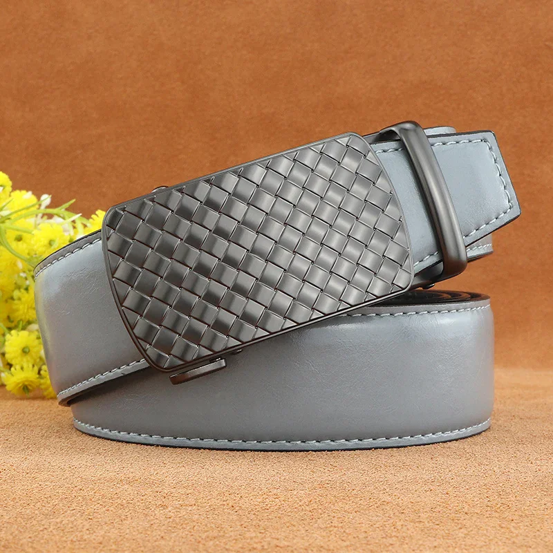 Matrix Woven Texture Automatic Ratchet Belt Automatic ratchet belt with woven textured design in sleek gray. Perfect for modern, stylish outfits.