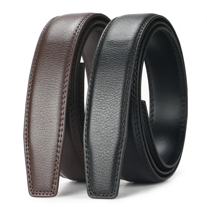 EliteLock Twin-Tone Ratchet Belt – Cowhide Micro-Adjust Buckle High-quality twin-tone ratchet belts in brown and black cowhide with micro-adjust automatic buckle.