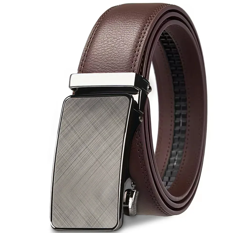Leather Automatic Ratchet Belt for Men Automatic ratchet belt with leather strap for daily business wear.