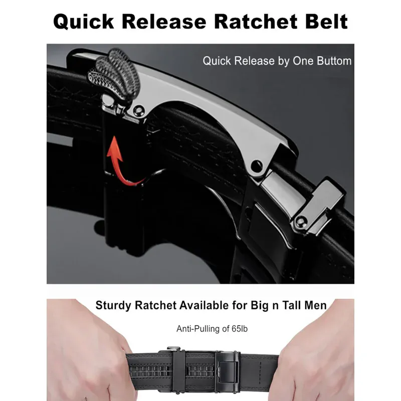 Quick Release Ratchet Belt for Men Durable ratchet belt with quick release for daily business wear.