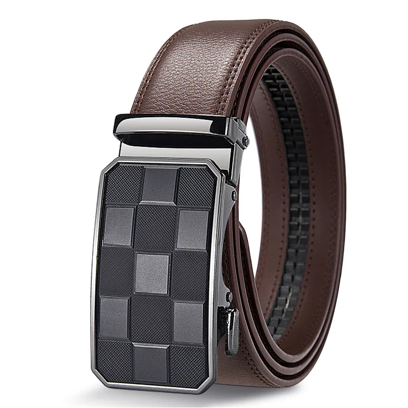GearGrid Automatic Ratchet Belt with Geometric Grid Buckle Automatic ratchet belt with geometric grid buckle for a sleek, modern look. Perfect for casual and f.