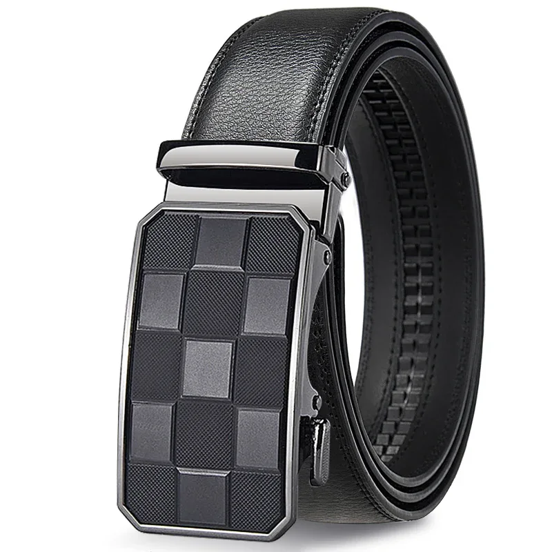 GearGrid Automatic Ratchet Belt with Geometric Grid Buckle Automatic ratchet belt with geometric grid buckle for easy size adjustment and modern style.
