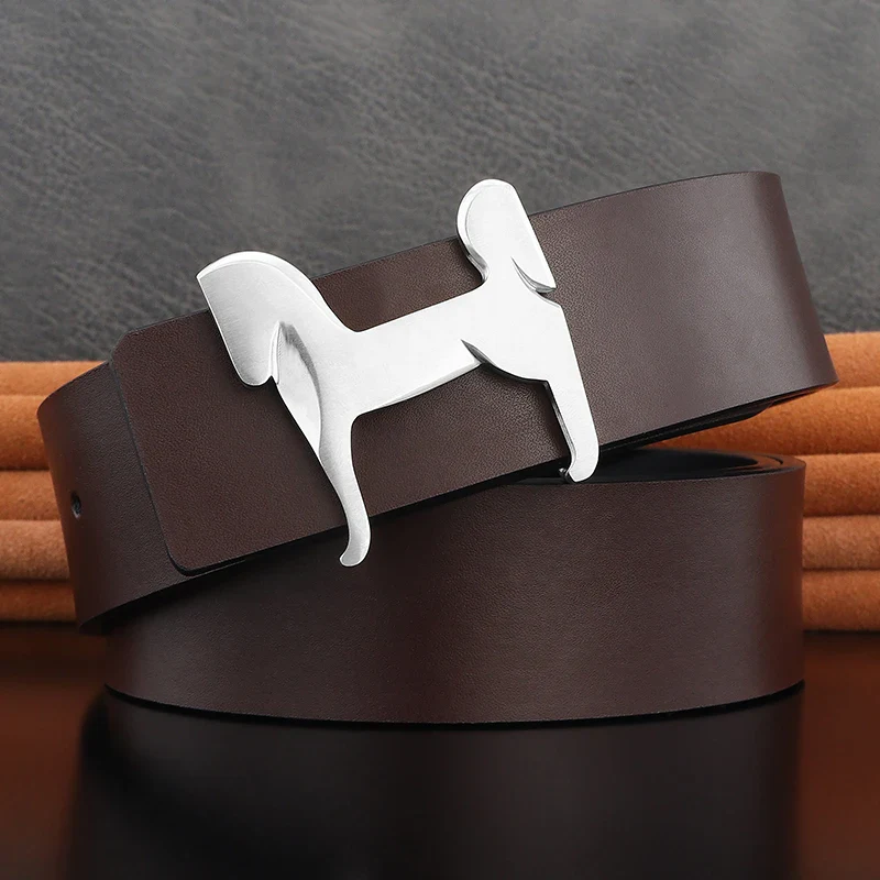 Women’s Leather Belt with Stainless Steel Horse Buckle Elegant leather belt with a stainless steel horse buckle for women. Perfect accessory for casual and.