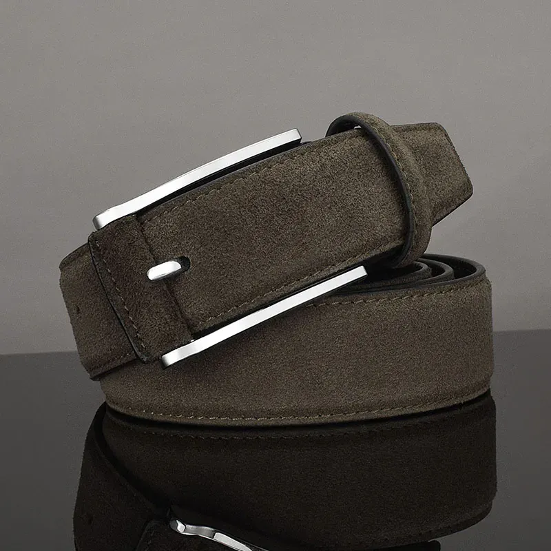 Men’s Suede Leather Casual Belt with Geometric Hardware Suede leather belt with modern geometric buckle, perfect for casual and smart outfits. Durable and s.
