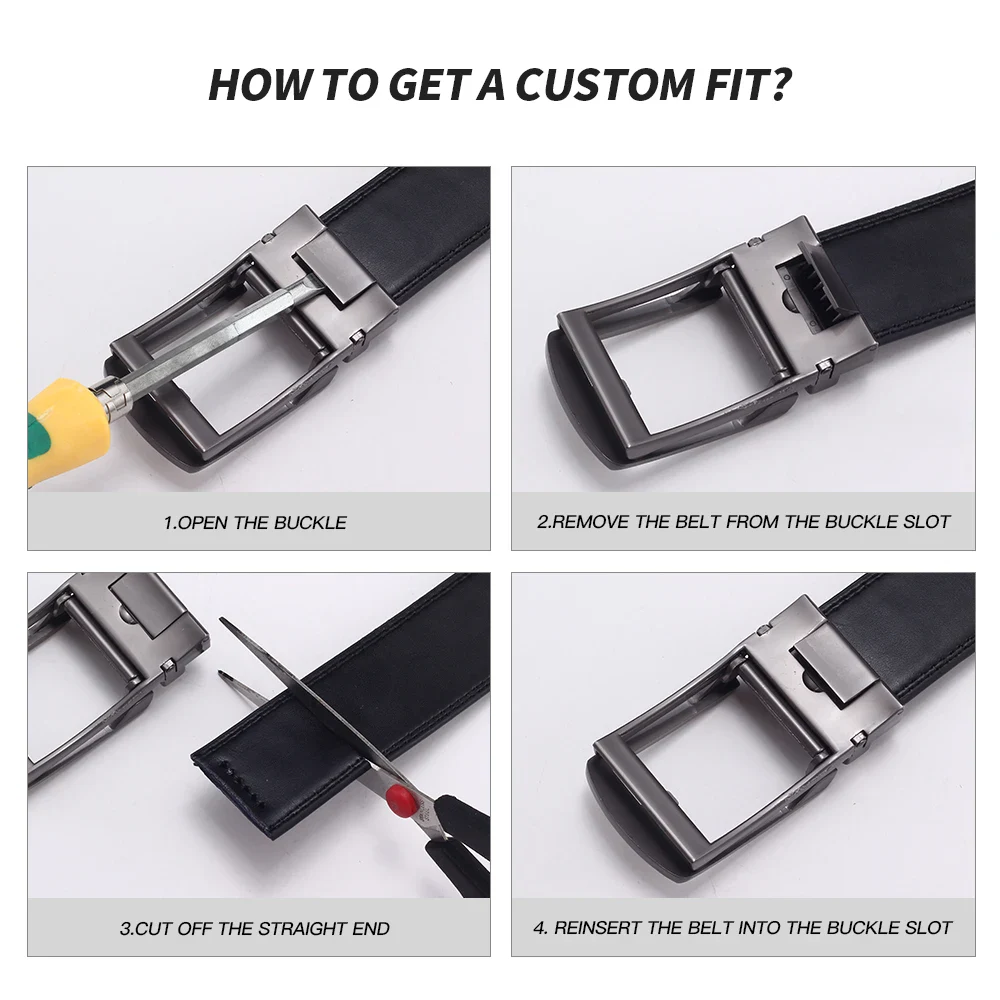 Aero-Stripe Automatic Ratchet Leather Belt Automatic ratchet leather belt with sleek buckle design.