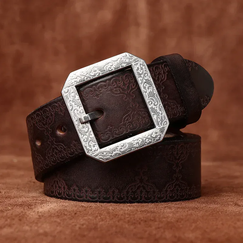 Men’s Leather Belt with Steel Buckle Men’s 3.8cm full-grain leather belt featuring a stainless steel buckle. Perfect for stylish, durable.