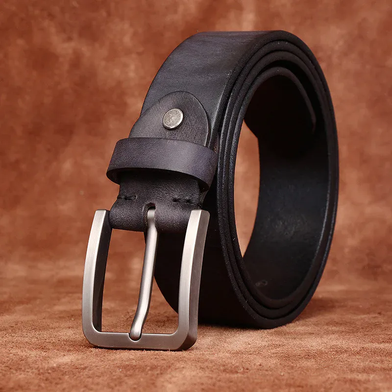 Men’s Genuine Leather Belt with Matte Pin Buckle Men’s leather belt with matte finish pin buckle for a classic look.