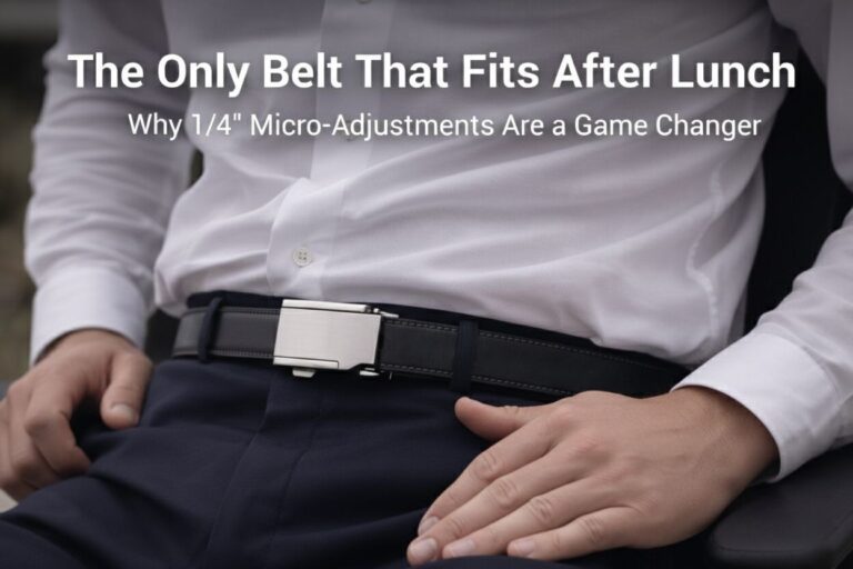 Adjustable belt with micro-adjustments for a perfect fit after lunch.
