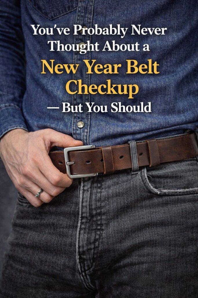 Belt checkup concept for New Year health and wellness routine.