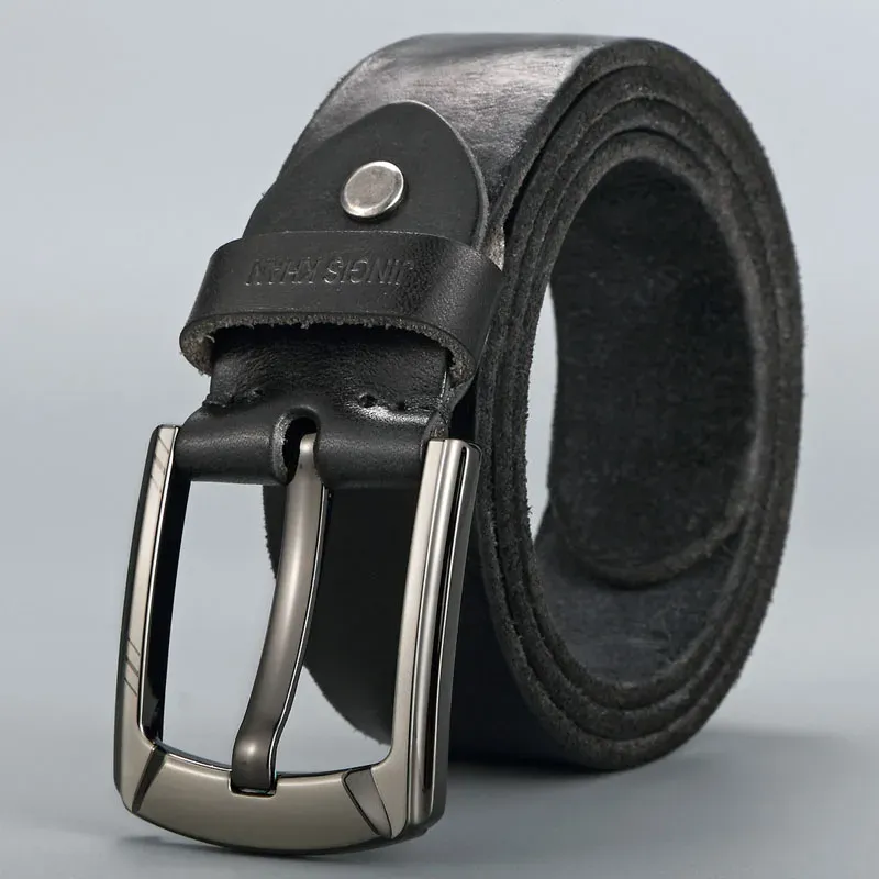 Men’s Genuine Cowhide Leather Belt with Classic Pin Buckle Genuine leather men's belt with a durable pin buckle, perfect for casual and formal wear. High-quali.