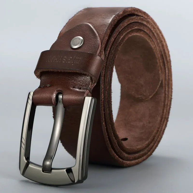Men’s Leather Belt with Classic Pin Buckle Men’s genuine cowhide leather belt with a sturdy pin buckle for a timeless look. Perfect for casual.
