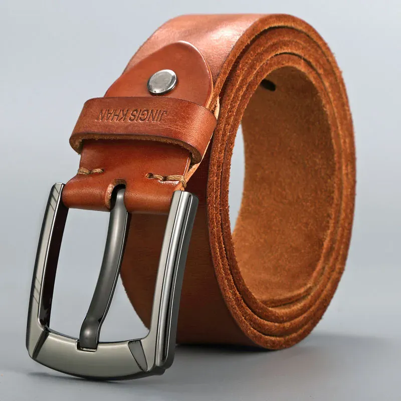 Men’s Leather Belt with Classic Pin Buckle Men’s genuine cowhide leather belt with a durable classic pin buckle. Perfect for casual and formal.