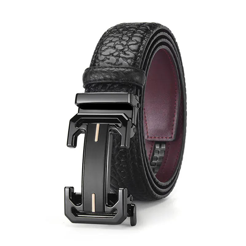 High Quality Leather Business Belt Elegant genuine leather men's belt with automatic buckle.