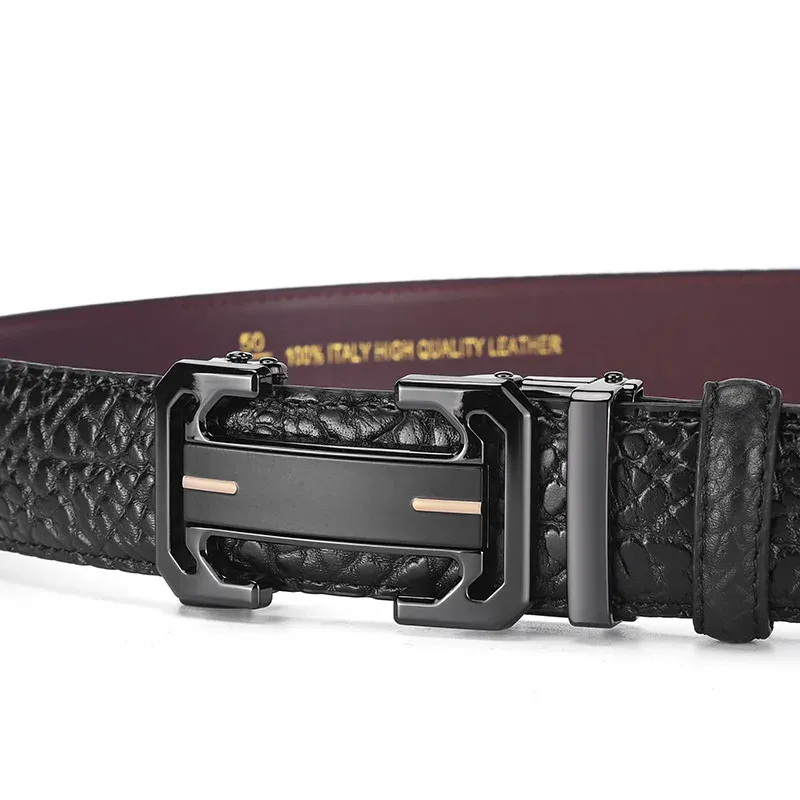 Men’s Genuine Leather Business Belt with Automatic Buckle High-quality genuine leather men's belt featuring a sleek automatic buckle for business and casual w.
