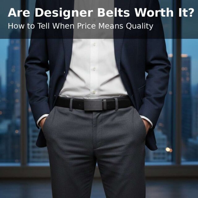 Up of a black leather belt with a classic pin buckle, highlighting quality craftsmanship and sleek d.