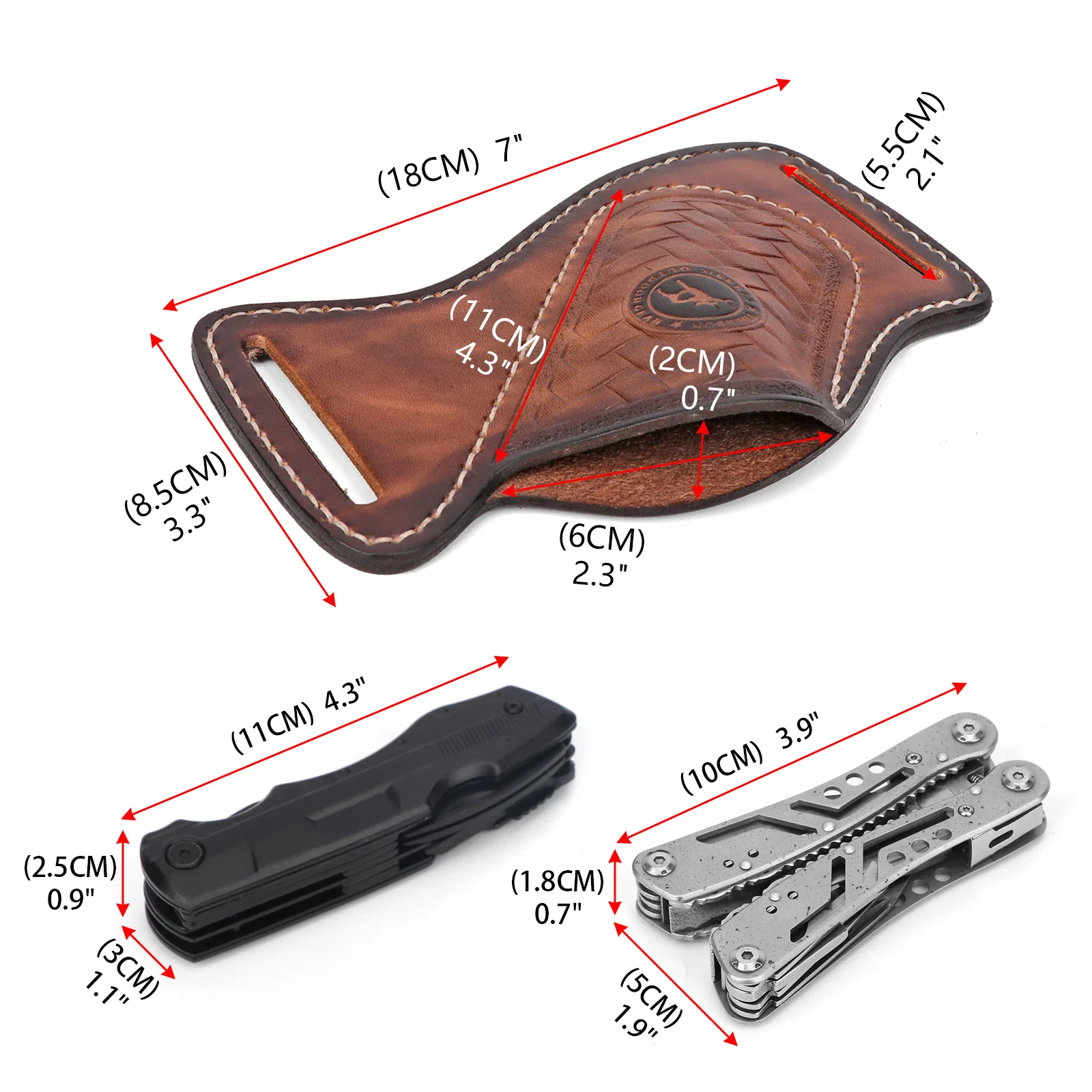 Leather EDC Pocket Organizer with Belt Loop for Knives Durable leather EDC pouch for folding knives, multitools, and mini knives with belt loop. Compact, s.