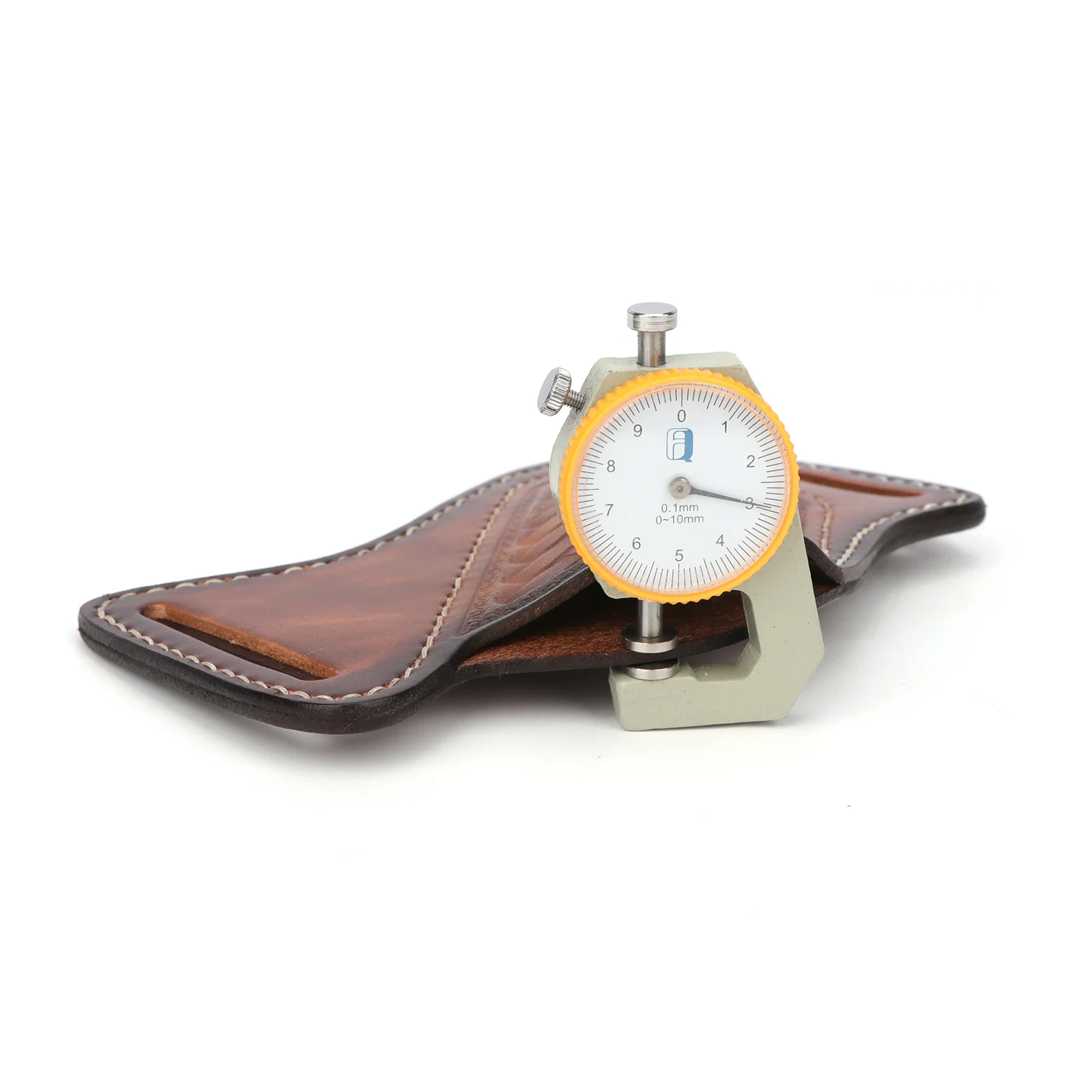 Tourbon EDC Leather Pocket Organizer for Folding Knife High-precision dial caliper measuring leather pocket organizer with belt loop.
