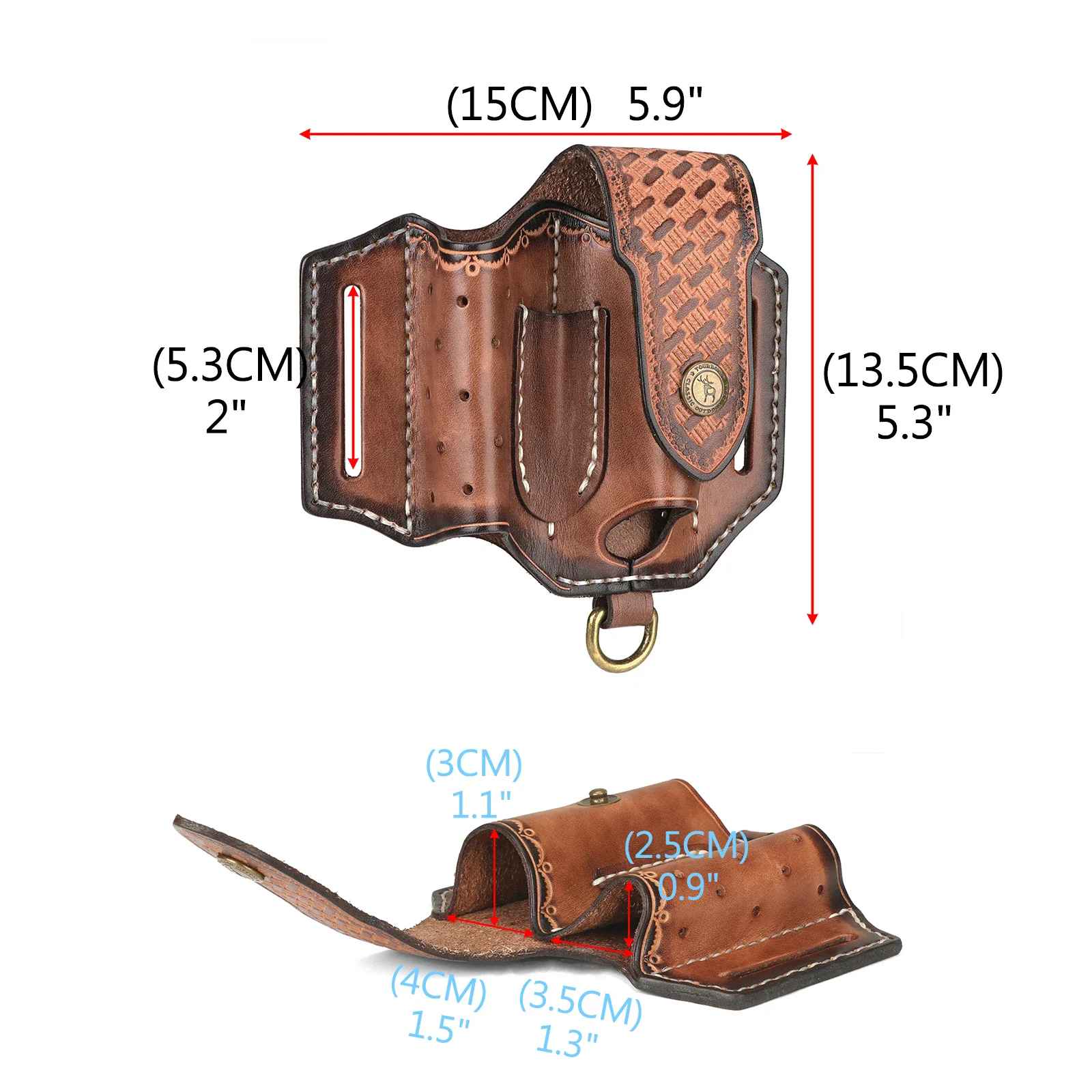 Leather EDC Belt Holster Organizer Compact leather belt holster for everyday carry and organization.