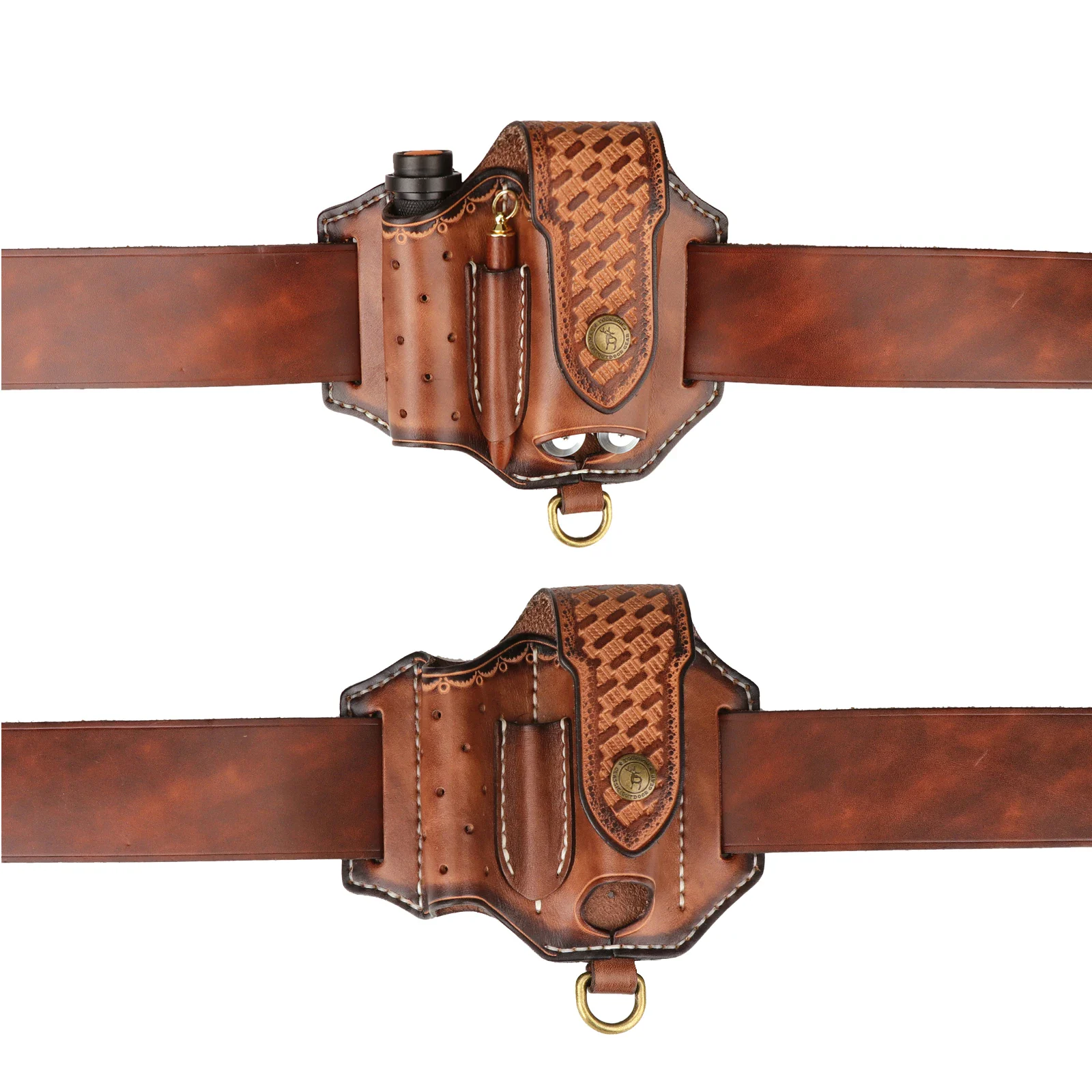 Leather EDC Belt Holster Organizer Durable leather belt holster for everyday carry and organization.