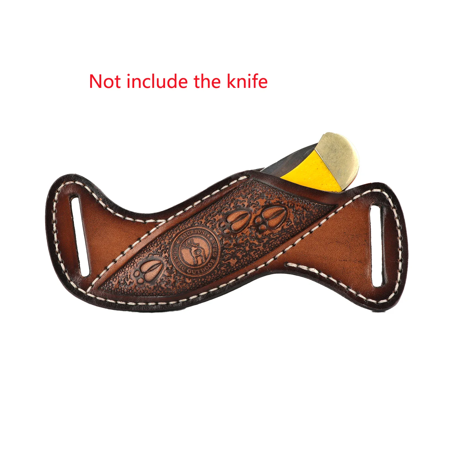 Leather Engraved Knife Sheath for EDC Storage Leather engraved sheath for folding knives, designed for secure carry and organization.