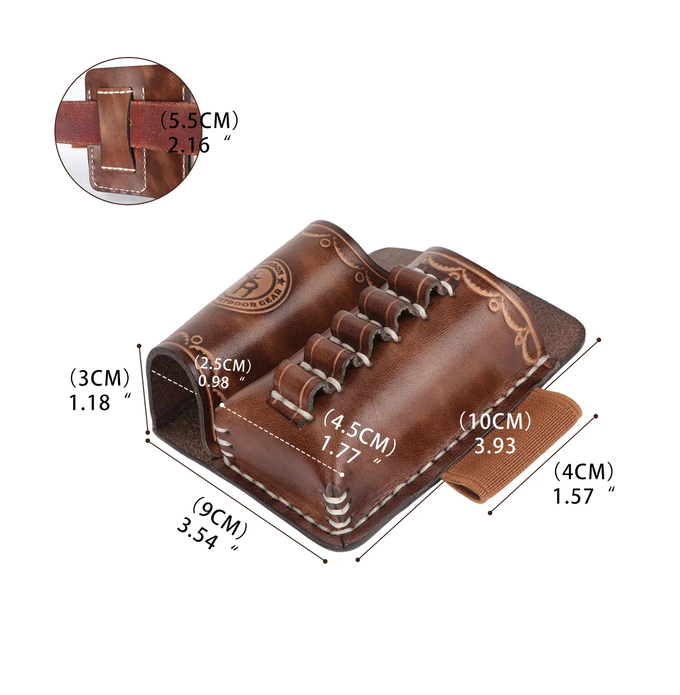 Leather Belt Holster for Folding Knife & Flashlight Durable leather belt pouch with multiple tool slots for outdoor use.