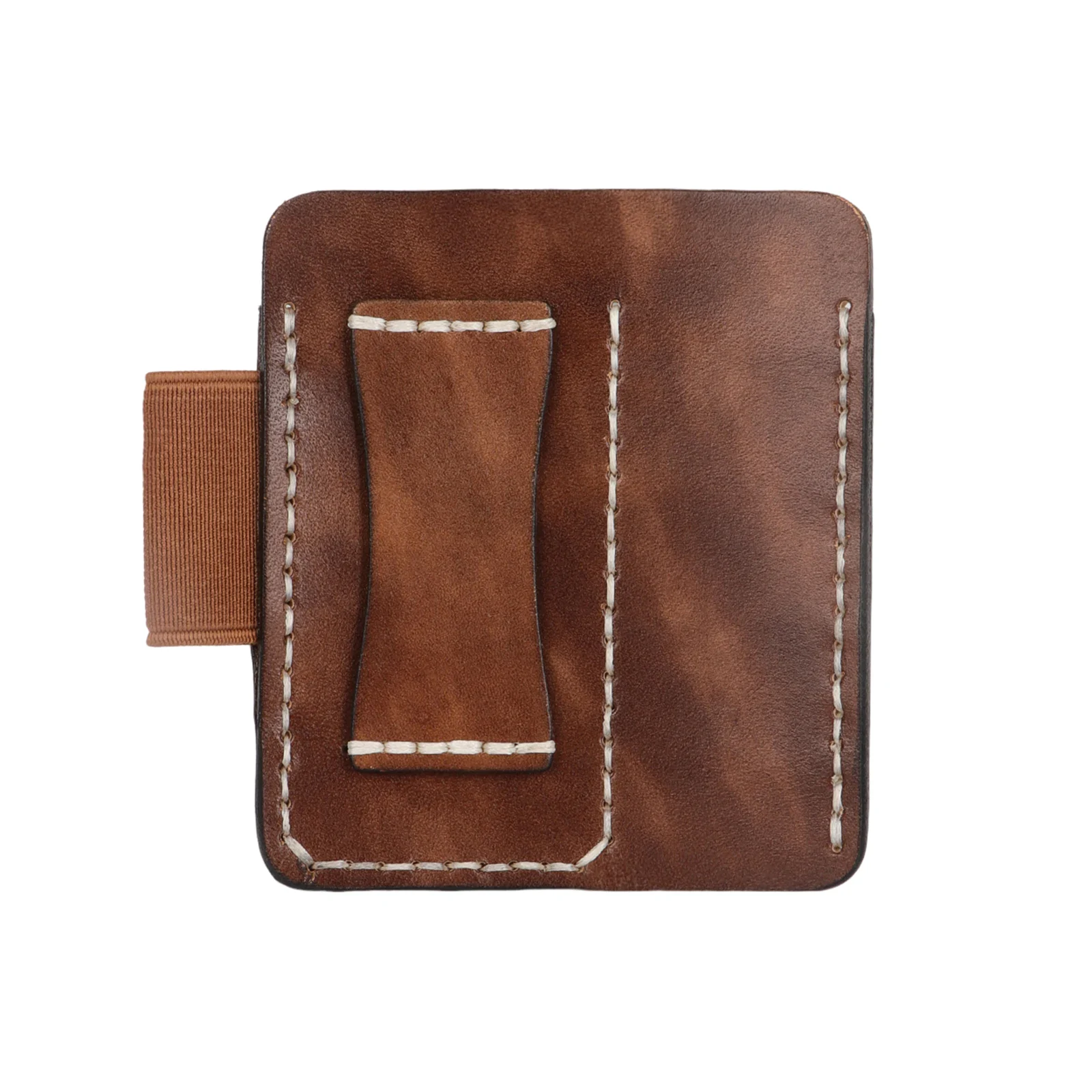 Leather Belt Holster for Folding Knife and Flashlight, Outdoor Multi-Tool Pouch, Brown Leather belt holster for folding knife and flashlight, ideal for outdoor, camping, and construction.