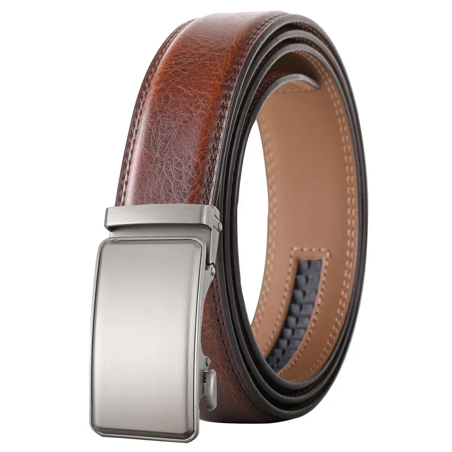 Plyesxale Leather Men’s Waist Belt High-quality genuine leather men's belt with sleek metal buckle.
