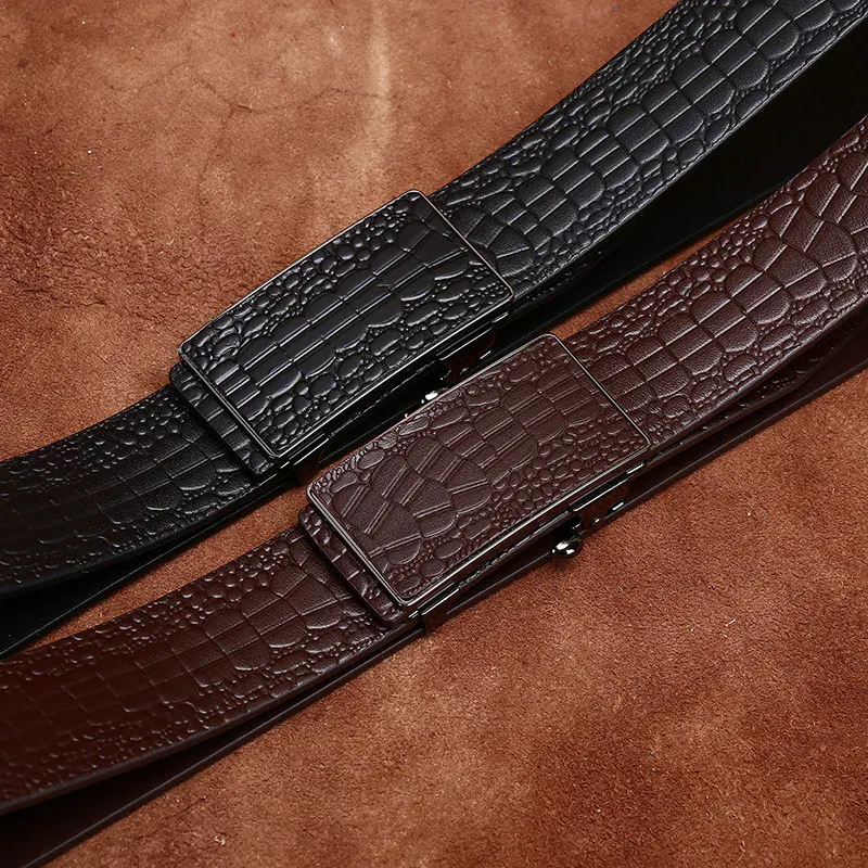Leather Belts for Men – High-Quality Genuine Cowhide Genuine cowhide leather belts for men with automatic buckles, perfect for business and formal wear.