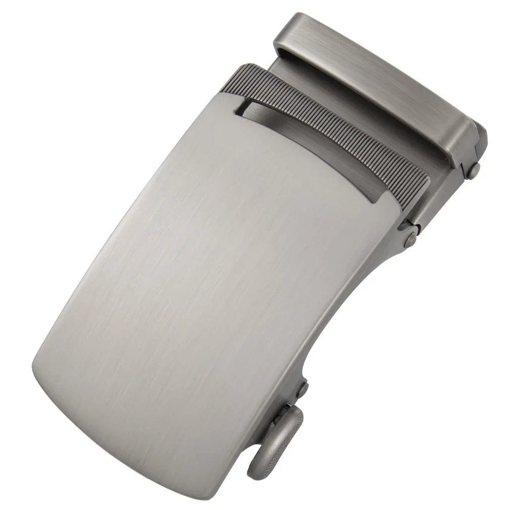 Engineered Leather Belt Buckle Men's engineered leather belt with hidden ratchet buckle in silver finish.