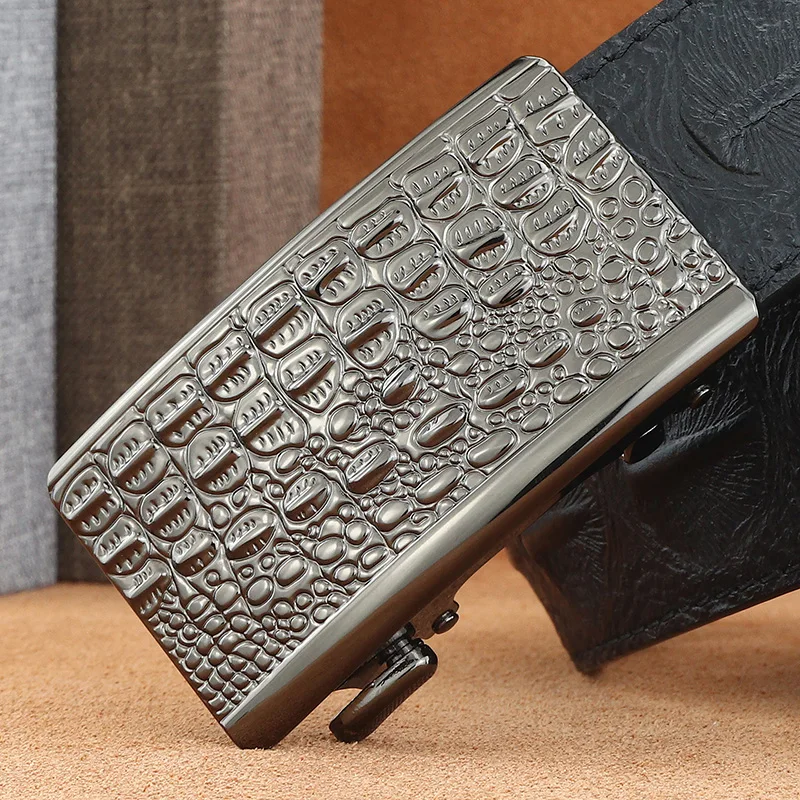 Fashion crocodile grain Automatic Buckle designer young men high quality genuine leather luxury jeans cintos masculinos Fashion crocodile grain Automatic Buckle designer young men high quality genuine leather luxury jeans cintos masculinos