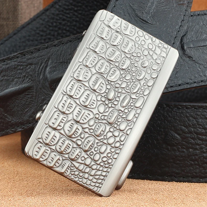 Fashion crocodile grain Automatic Buckle designer young men high quality genuine leather luxury jeans cintos masculinos Fashion crocodile grain Automatic Buckle designer young men high quality genuine leather luxury jeans cintos masculinos